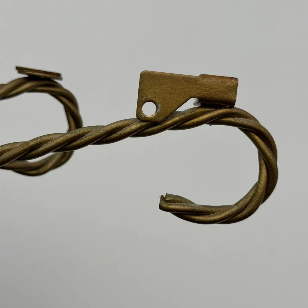 Vintage Gold Twisted Wire 5 Hook Wall Rack Mid Century Modern Wheat Sheaf Style